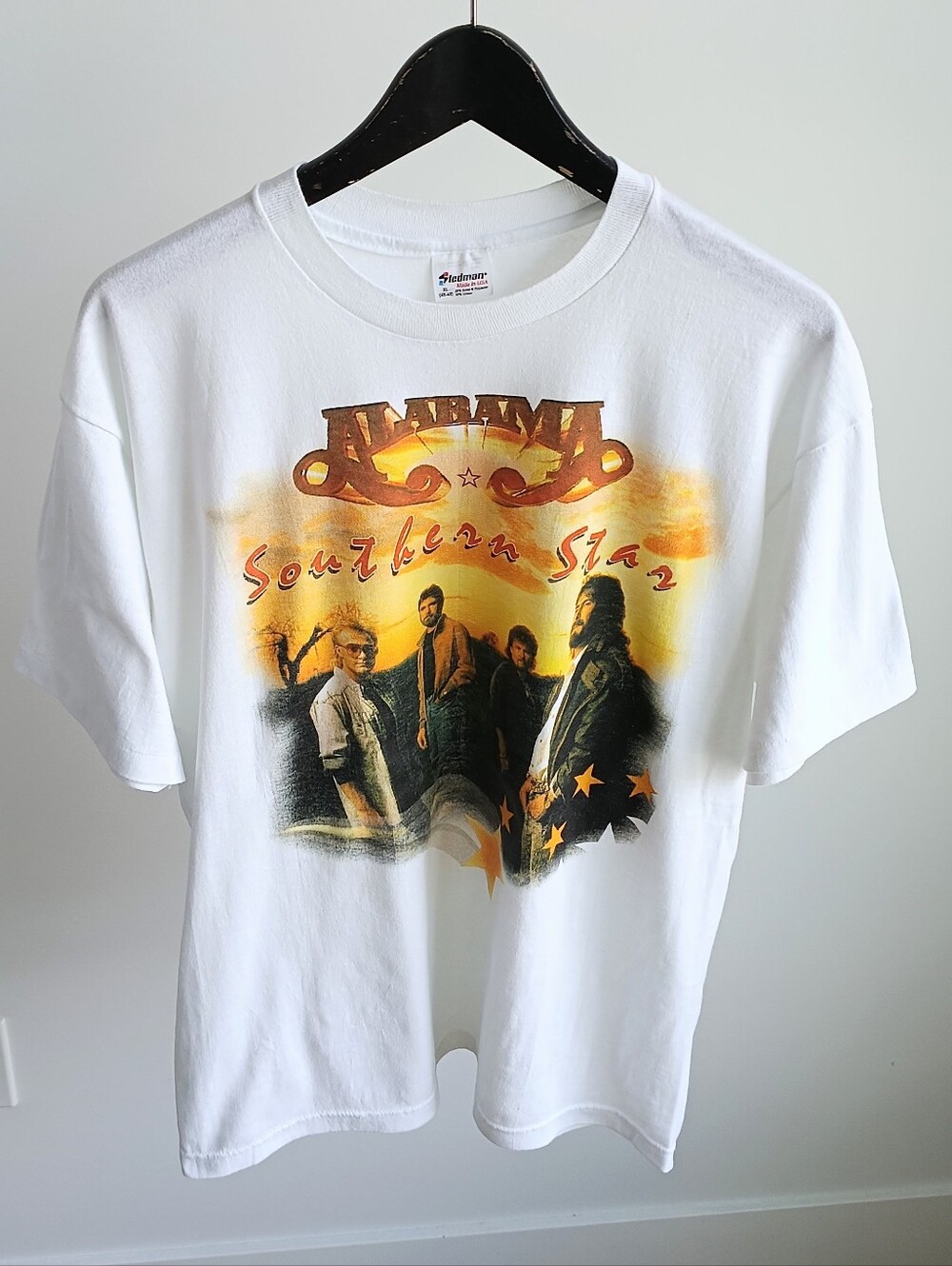Vintage 1980s Alabama Southern Star Band Tour T Shirt Stedman White Size XL
